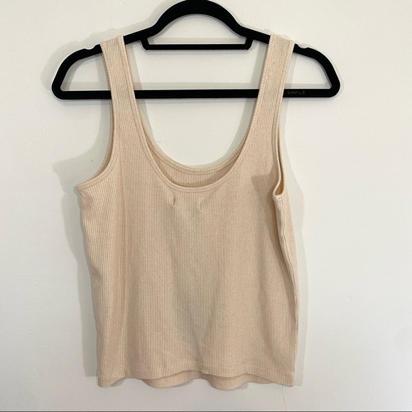 NWT Nadaam Ribbed Lightweight Tank Cashmere Blend Linen Cream Scoop Neck Small - Picture 4 of 6